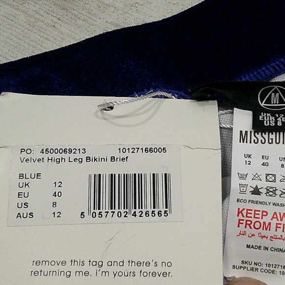 NWT Deep Blue Velvet High Leg Brief Bottoms | Scoop Neck Bikini Top Size 8 - Picture 7 of 7